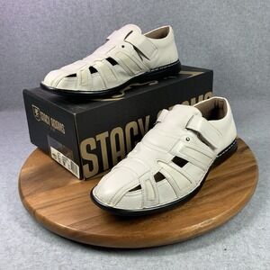 Stacy Adams Men 12 M Dress Sandals White‎ Breathable Faux Leather 24787-100